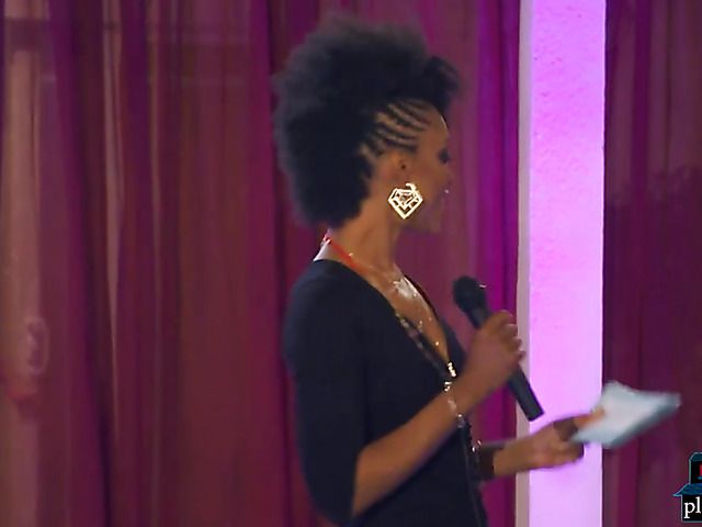 Black cougar fucked after hosting a catwalk lingerie show