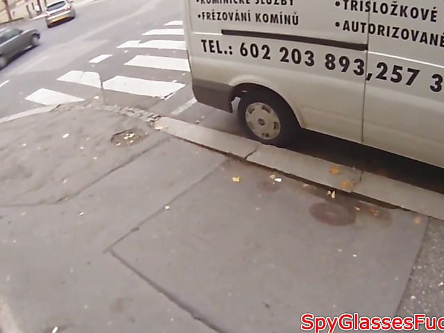 Blonde next door giving street blowjob