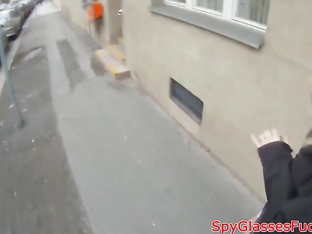 Blonde next door giving street blowjob