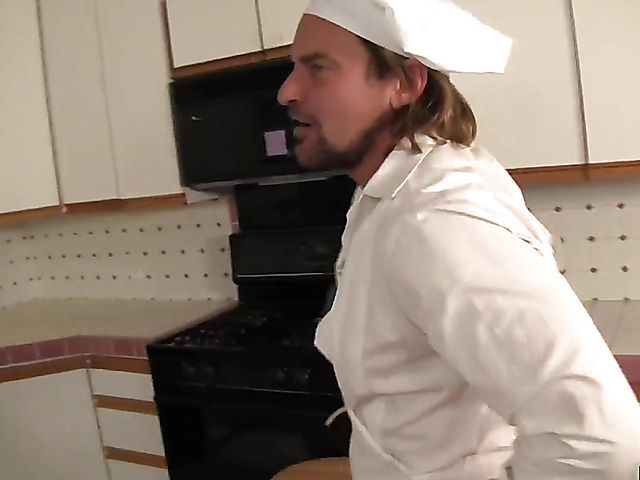 Roxanne Hall gives analingus and gets nailed in the kitchen