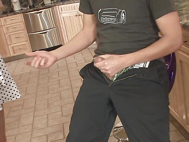 Girl with puffy nipples get boned in the kitchen