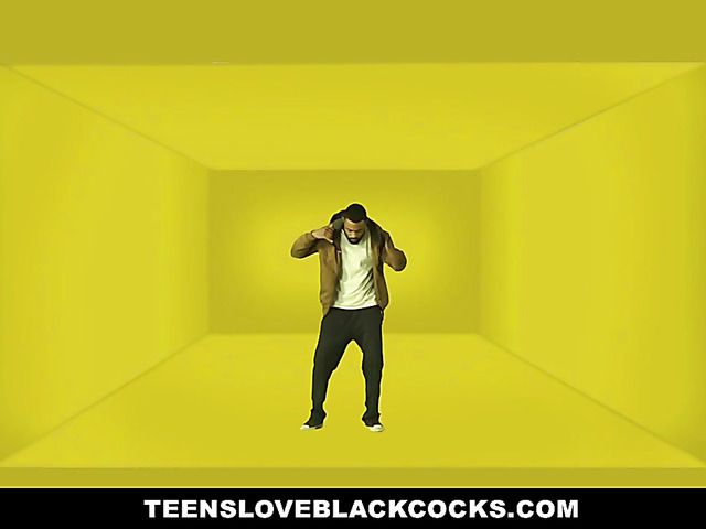 Blonde with small boobs loves black meat