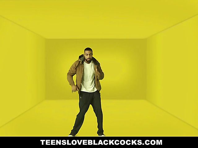 Blonde with small boobs loves black meat