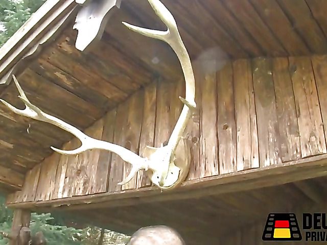 Skinny mature woman gets fucked from behind in the forest