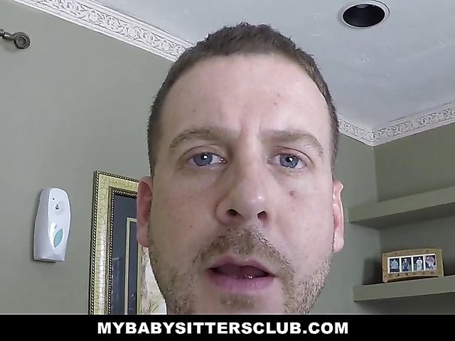 Blonde babysitter gets her bald pussy stuffed