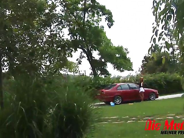 Sex with redhead mature woman in the garden