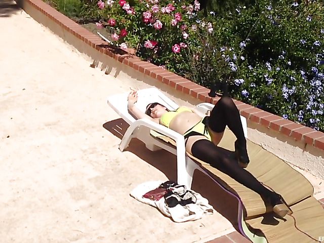 Bikini and stockings on a hot ass girl