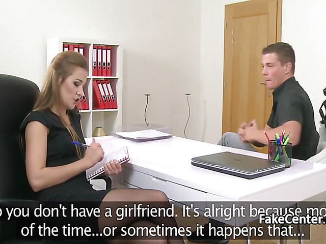 Guy bangs horny babes shaved pussy on fake casting