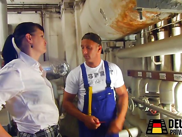 Man in uniform pounds hot german slut