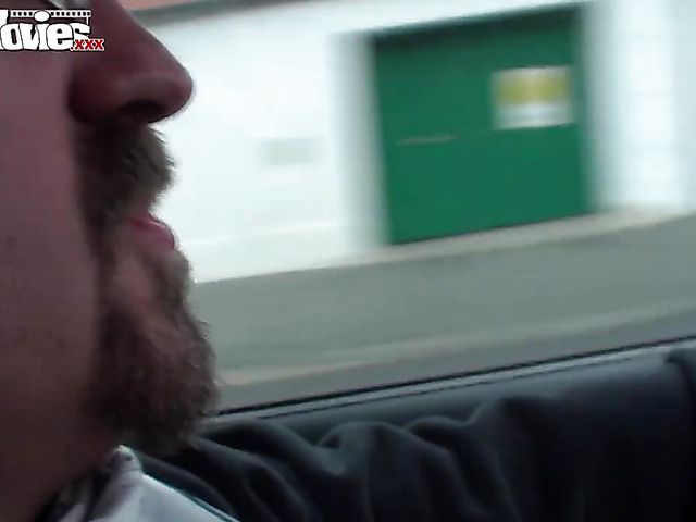 German MILF masturbating and sucking on the road