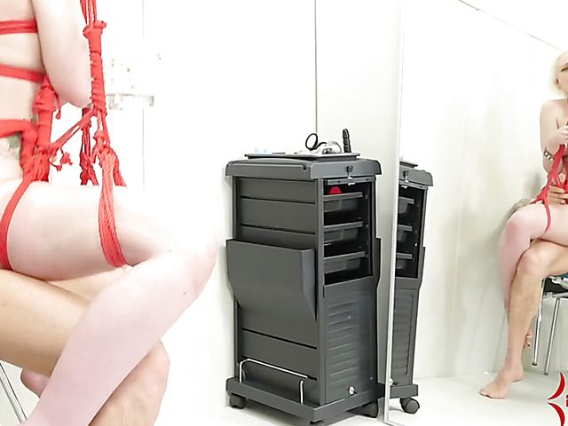 Blonde in bondage anal drilled with no mercy