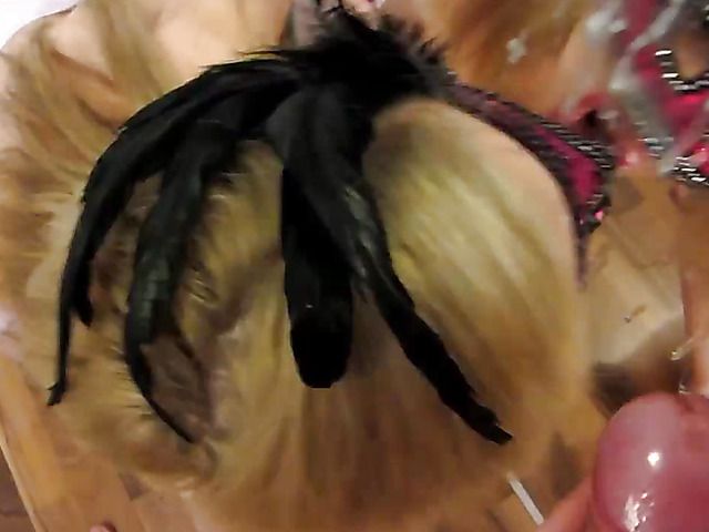 Masked cum slut gives a great blowjob POV