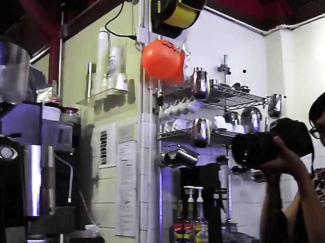 Sensual lesbian loving in the coffee shop