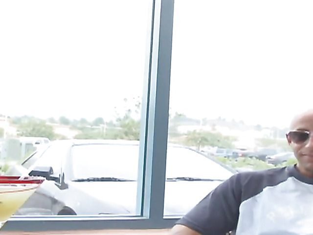 Gorgeous brunette with sexy tits gets her bald pussy poked