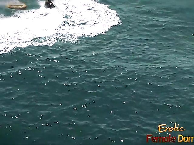 Boat sex with a helpless blonde in the sea