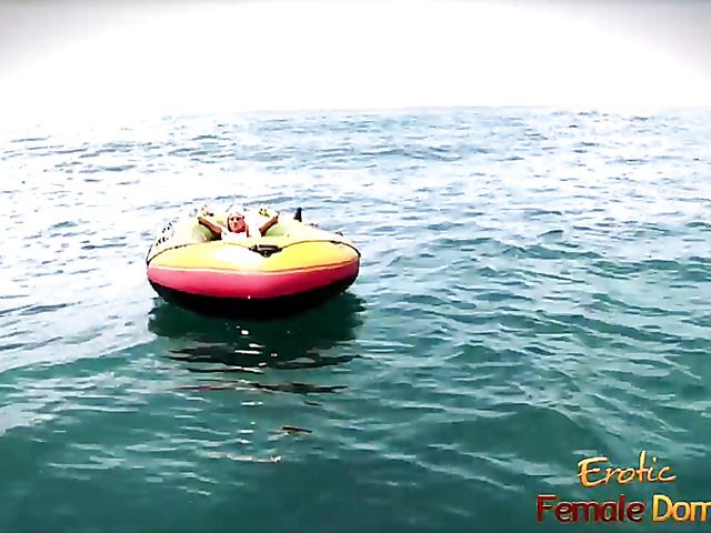 Boat sex with a helpless blonde in the sea