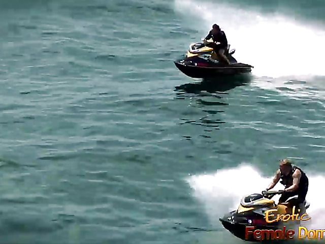 Boat sex with a helpless blonde in the sea