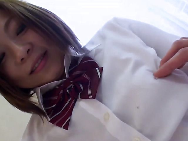 Asian schoolgirl gets banged and shows her cum filled pussy