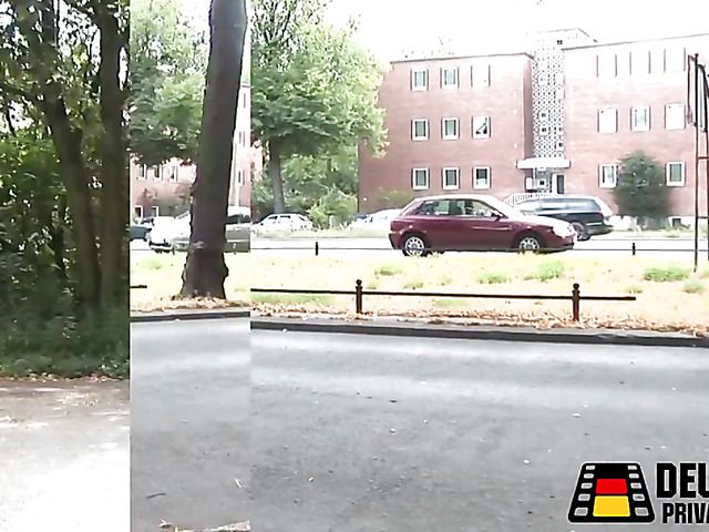 Chubby German hitchhiker gets screwed in the field