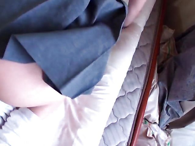 Hairy Japanese creampie with skirt on