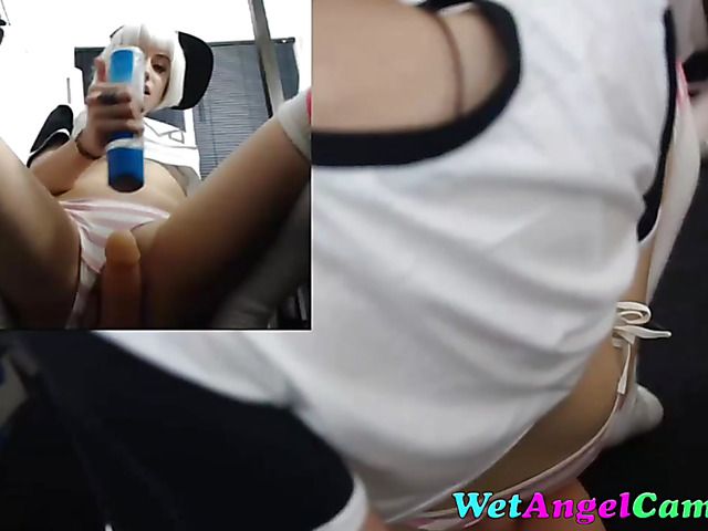 Dildo riding on camera with panties on