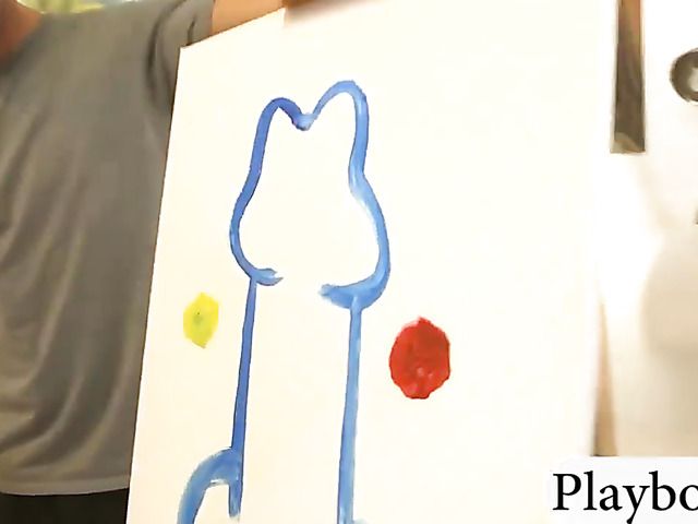 Busty amateur gets her big tits painted