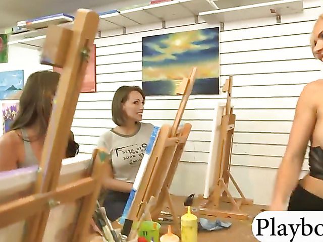 Busty amateur gets her big tits painted