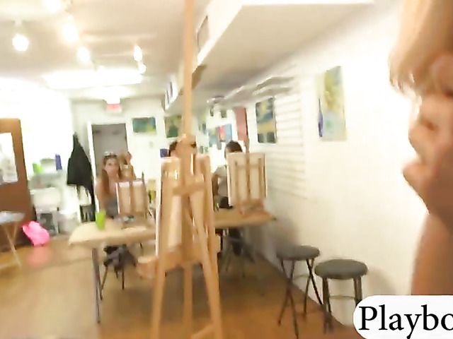 Busty amateur gets her big tits painted