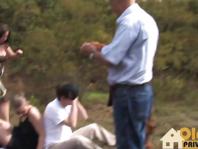 Big tits German mature gets nailed in the outdoors