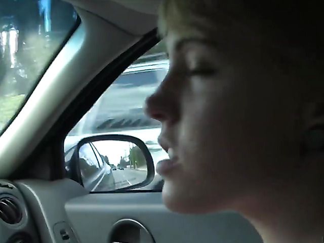 Sporty short hair teen Miley May picked up and banged