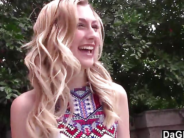 Young skinny hitchhiker Alexa Grace sucks and fucks POV