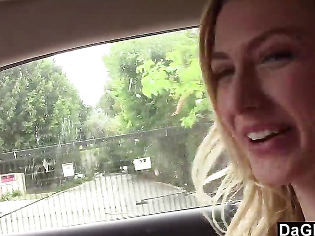 Young skinny hitchhiker Alexa Grace sucks and fucks POV