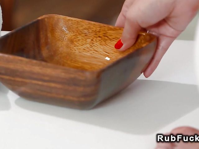 Oiled up blonde girl enjoys lesbian massage