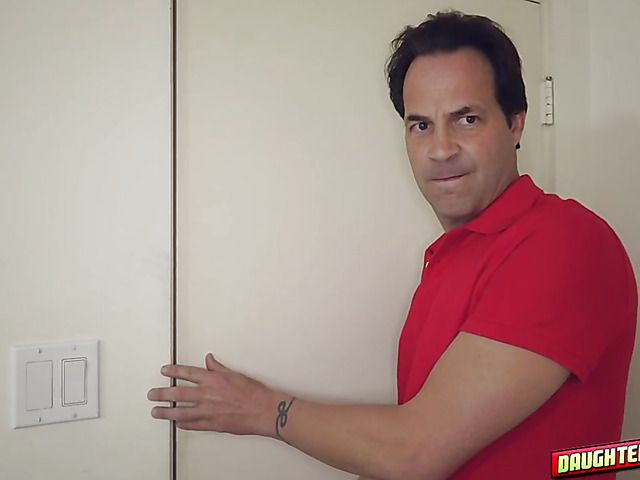 Slutty teen daughter gets banged by her fathers buddy