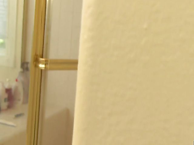 Chubby wife gives a bathroom blowjob after shower