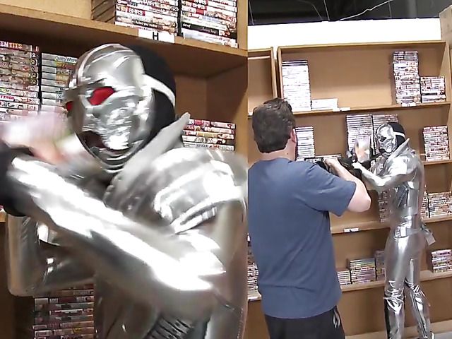 Behind the scenes with a beautiful busty redhead