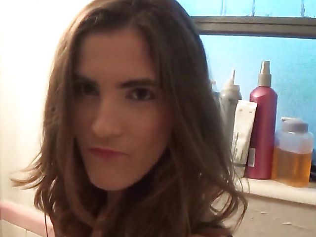 Brunette amateur Molly Jane gets stuffed in the bathroom