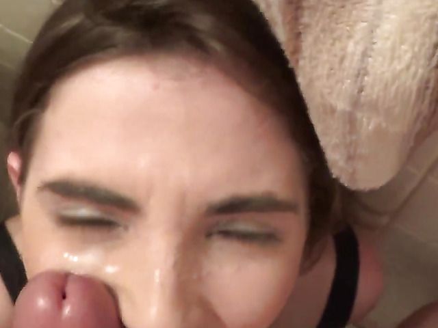 Brunette amateur Molly Jane gets stuffed in the bathroom