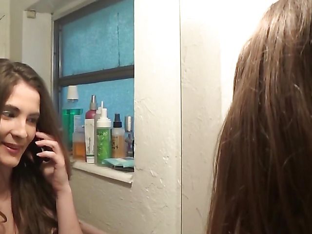 Brunette amateur Molly Jane gets stuffed in the bathroom