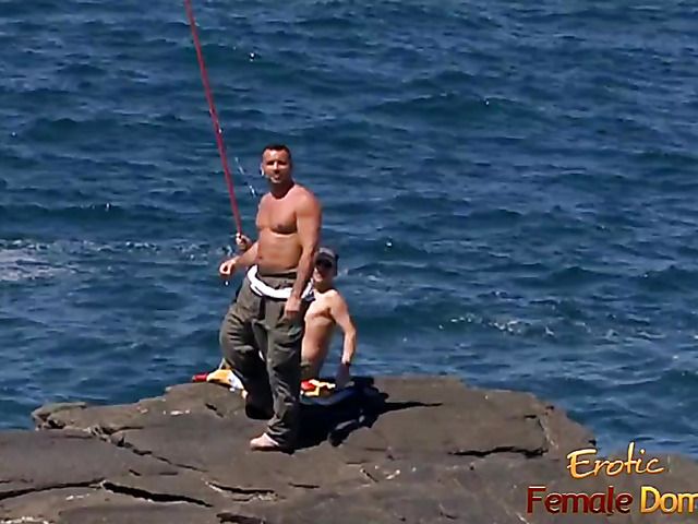 Hardcore anal threesome by the sea