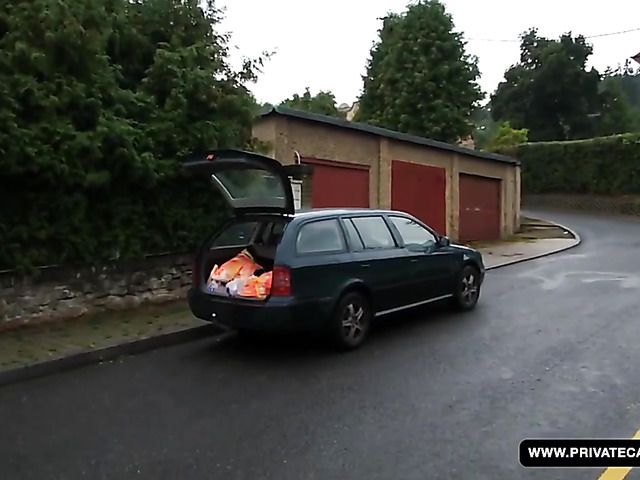 Young blonde slut sucks and fucks under the bridge