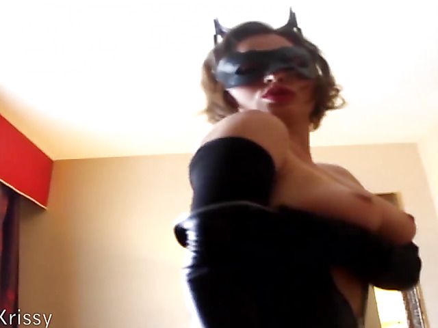 Busty  cat woman Krissy Lynn sucks and fucks POV