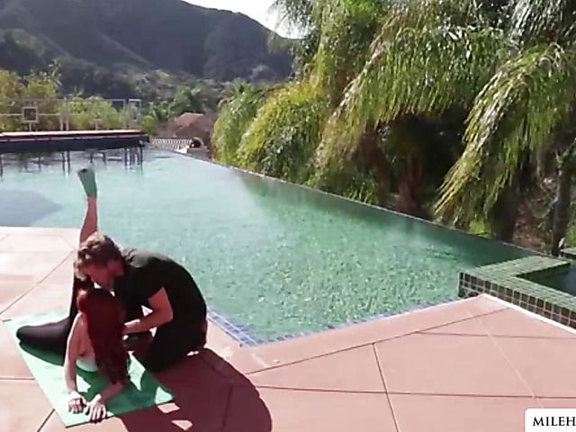 Beautiful Gwen Stark practices yoga outside and gets fucked by her instructor