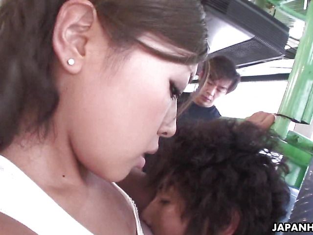 Beautiful and nusty Asian slut fucked by fellas in the gym