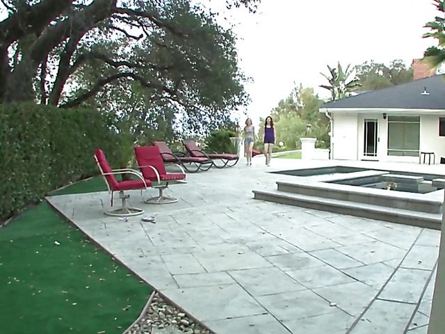 Curious girls catch blonde lesbian masturbating