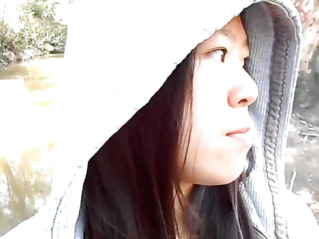 Asian girlfriend gives a public blowjob