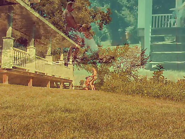 Fat wife in sunglasses gives head in the open air