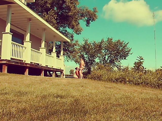 Fat wife in sunglasses gives head in the open air