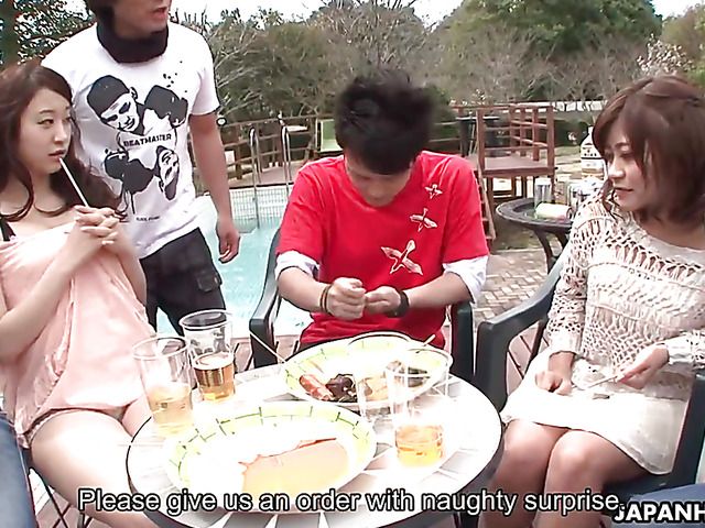 Japanese hairy girls get fingered outdoors