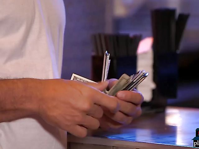 Latina bartender with big boobs fucked by a customer